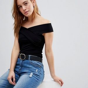 Wrap Front Off Shoulder Top